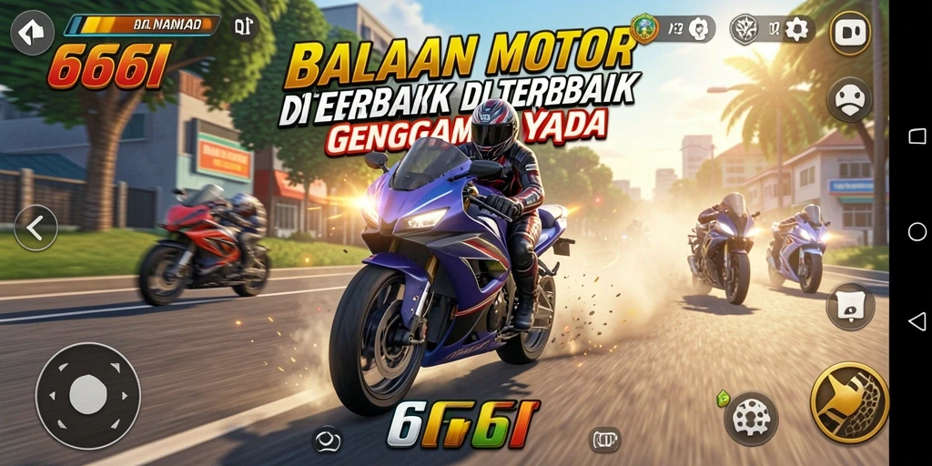 Tampilan gameplay menegangkan dalam balapan motor.