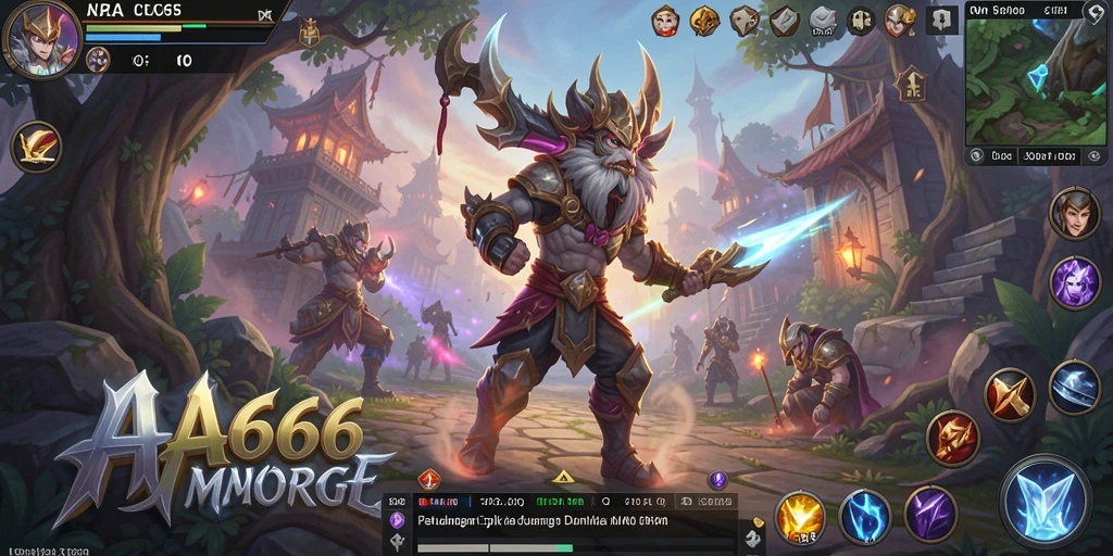 Screenshot gameplay AA666 menunjukkan pertempuran seru di dunia MMORPG.