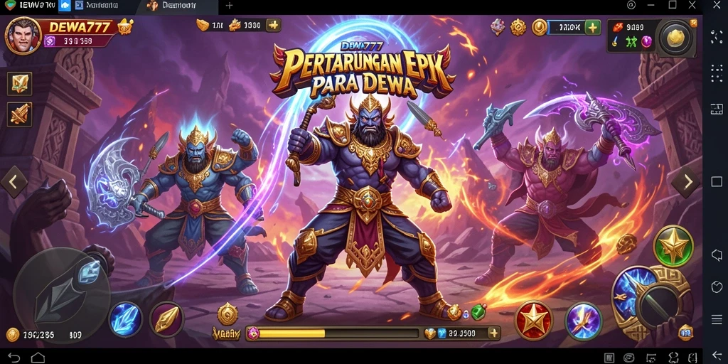 Gameplay seru dengan dewa-dewa bertarung sengit.