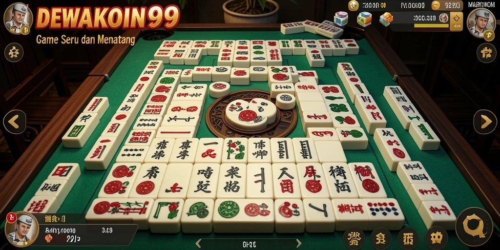 Tampilan gameplay menyerupai papan Mahjong yang penuh warna dan interaktif.
