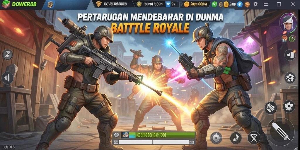 Screenshot DOWER88 menunjukkan aksi seru dalam pertempuran Battle Royale.