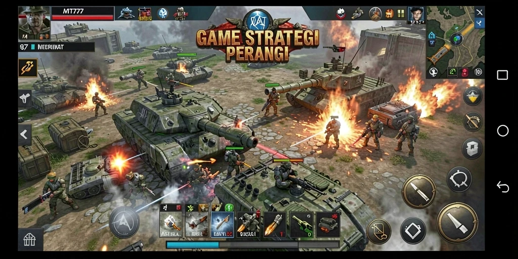 Tangkapan layar gameplay menampilkan pertempuran epik dalam MT777.