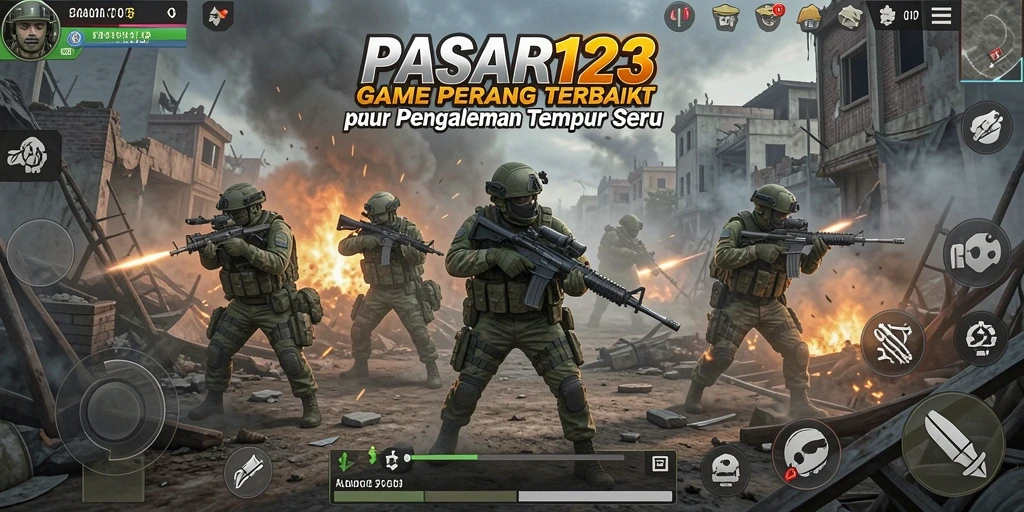 Screenshot gameplay PASAR123 yang menunjukkan aksi seru di medan perang.