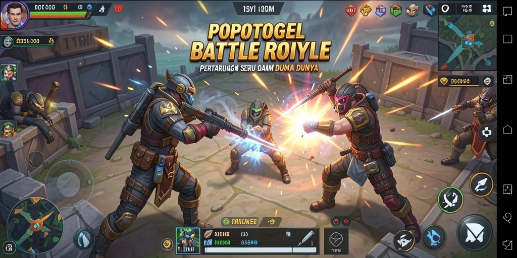 Tangkapan layar gameplay POPOTOGEL menampilkan aksi pertempuran yang mendebarkan.