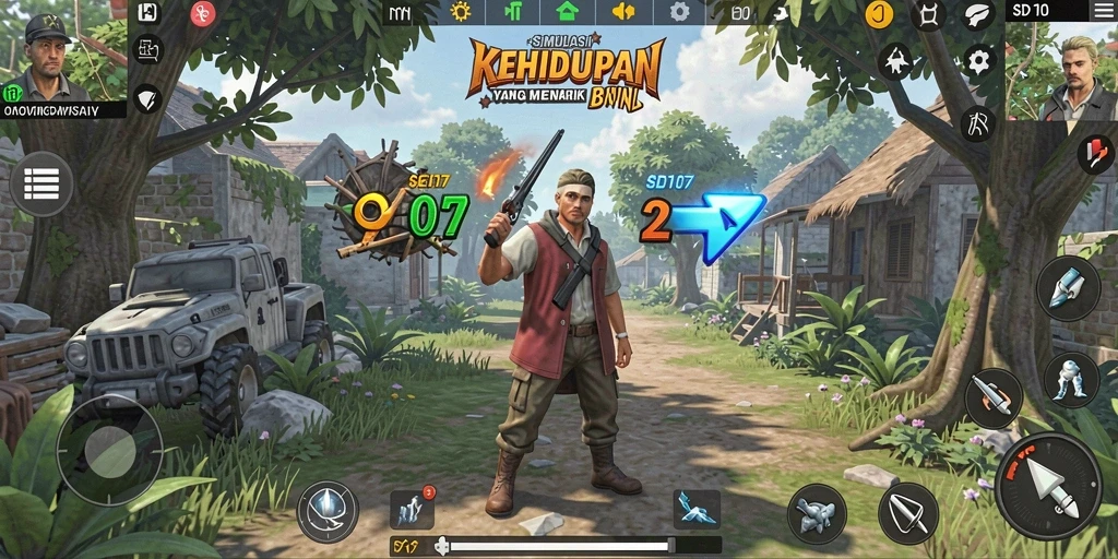 Screenshot utama dari gameplay <strong>SD107</strong> menampilkan karakter dan lingkungan yang kaya dan berwarna.