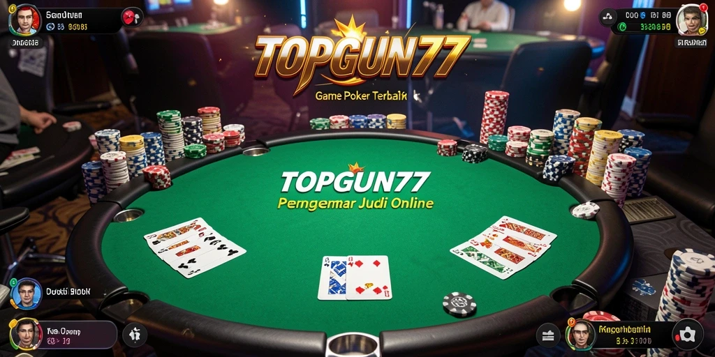 Screenshot gameplay TOPGUN77 menampilkan aksi poker yang mendebarkan.