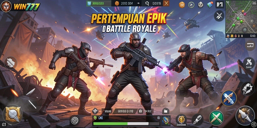 Tangkapan layar menampilkan aksi pertempuran mendebarkan di WIN777.