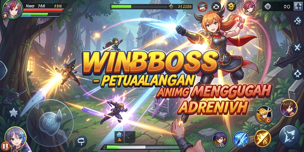 Screenshot gameplay WINBOSS menampilkan aksi seru karakter anime.