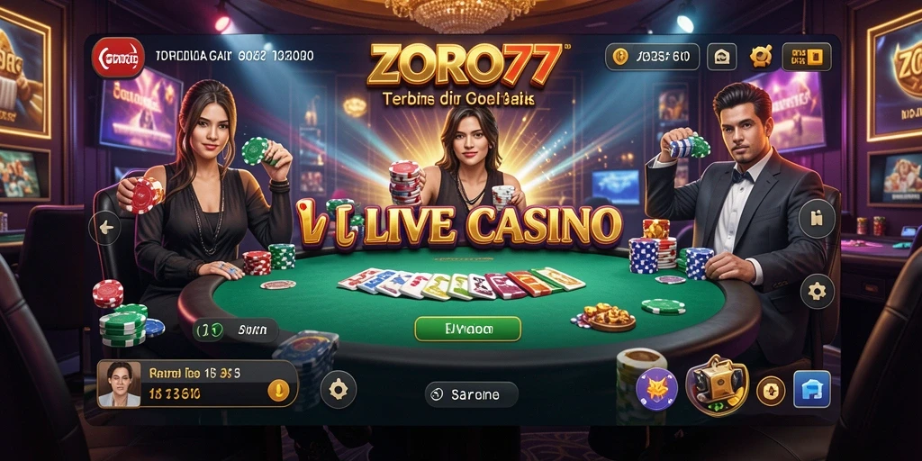 Tampilan beraksi dalam permainan Live Casino di ZORO77.